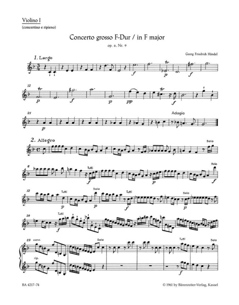 Concerto grosso in F major Op.6/9 (HWV 327)